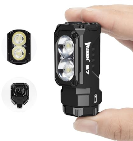WUBEN E7 1800 lumen Mini torcia ricaricabile da con magnete - Torcia EDC super luminosa a 6 modalità LED ricaricabile di tipo C; Torcia IP68 per lampade frontali, soccorso, campeggio