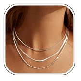 LOLIAS 3 Pezzi Collana Catena Serpente Oro Collana Spina Pesce Donna Girocollo Acciaio Inossidabile Catena Piatta Gioielli Catena Serpente Oro/Argento Regolabile 1/3MM 35/40/45 CM per Donne Ragazza