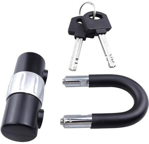 Lucchetto a U ad Arco per Catena Moto, Bloccadisco e Catena per Moto Scooter Quad con Chiavi, Chiusura a U in Acciaio Legato ad Alta Resistenza, Nero, 10x1.3 cm