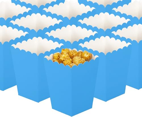 50 Pezzi Scatola di Popcorn Bianca, Popcorn Scatole di Carta Mini Contenitori Carta per Popcorn, Sacchetti Pop Corn, per Posizionare Popcorn e Snack in Cinema Feste Picnic Feste (blu)
