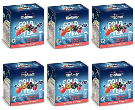 Meßmer Cold Tea Sommer-Beere | 6er Pack mit 84 Pyramidenbeuteln | Glutenfrei | Laktosefrei | Vegan