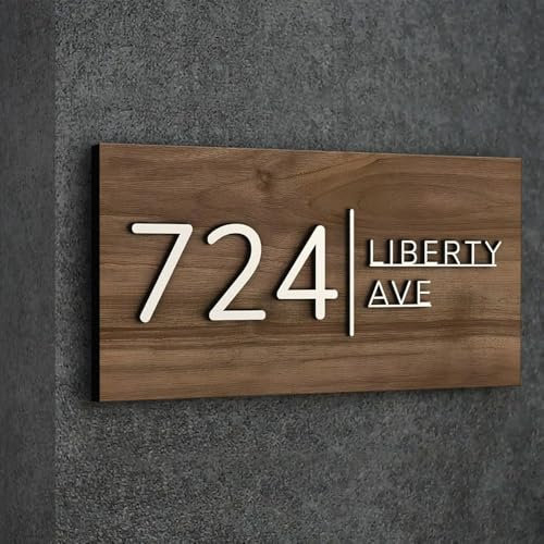 Personalisierte Hölzerne 3d Hausnummer Zeichen, Benutzerdefinierte Holz Name Zeichen Adresse Nummer Plaque, Outdoor-Straße Familie Namenstafeln Matt Für Business & Store Zeichen(40 * 25CM)