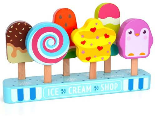 Jouets en Bois pour Enfants à partir de 3 Ans - pour garçons et Filles - Accessoires de Cuisine pour Enfants - Accessoires de Cuisine en Bois - Magasin de Glace - Jouet Montessori