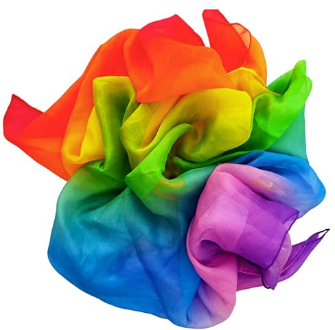 Milijou - Playsilk 100 % fyrkantig mullbär silke - mjuk och naturlig sidenhalsduk, roliga tillbehör för fantasifulla och kreativa spel, jongleringssjalar, halsdukar