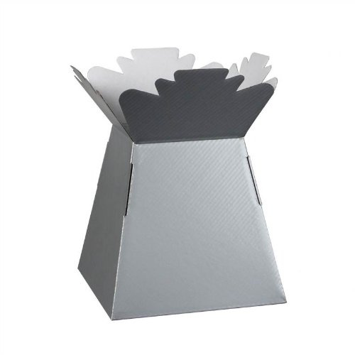 Hand-Tied Vase Florist Bouquet Boxes | Aqua Presentation & Transporter Boxes | Pack of 30 | Durable Flower & Plant Packaging | Glossy Silver