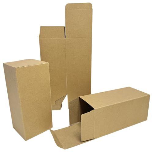 Festa Centro (7x7x16cm 50Pz; Scatoline Carta Kraft Marrone;Scatoline Carta Kraft Marrone Rettangolo;Scatola Cartone con Coperchio Facile da Assemblare - Scatole Bomboniere per Compleanni e Matrimoni