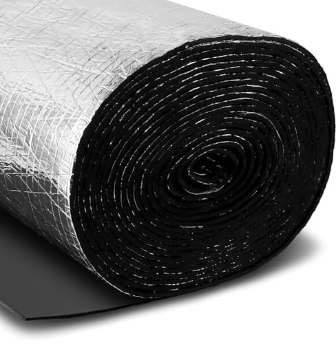 FWEEK Pannello isolante autoadesivo, 5 mm, in alluminio, autoadesivo, isolante, in gomma, isolante, per loft, pavimento, parete, 32 cm x 10 m