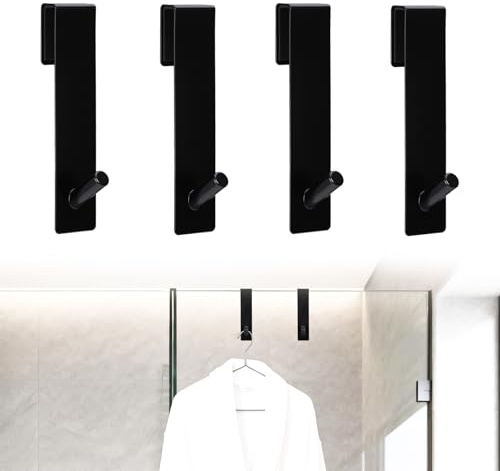 4 St Handdukskrokar Duschvägg – Rostfritt Stål Duschkrokar för Glas, Utan Borrning, Med Skyddsmatta, Max 10kg, Passar Glas upp till 10mm Tjockt, För Badrum, Hotell, Balkong & Kontor