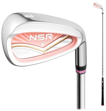 Donne Golf Club Ferro Singolo # 7 Ferro Pratica Professionale per L-grade Loft 32 Gradi RH Carbonio Testa Asta in Acciaio Inox (Rosa,con albero in acciaio)