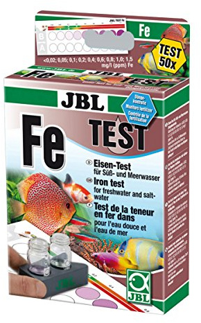 JBL Test Fer Fe, Test rapide pour déterminer la teneur en fer dans les aquariums et les bassins d'eau douce et d'eau de mer