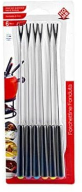 Home fourchettes à Fondue, boîte de 6 pièces, Acier Inoxydable, Noir