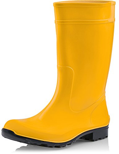 Ladeheid Botas de Agua para Mujeres Zapatos Antideslizantes e Impermeables en Botas de Goma PVC para Mujer Women rubberboots LA-967 (Amarillo/Negro, 37 EU)