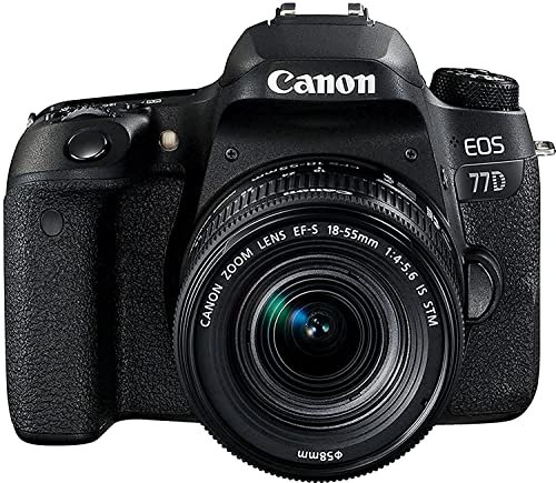 Canon EOS 77D - Cámara réflex de 24.2 MP (vídeo Full HD, WiFi, Bluetooth) Negro - Kit Cuerpo con Objetivo EF-S 18-55 IS STM