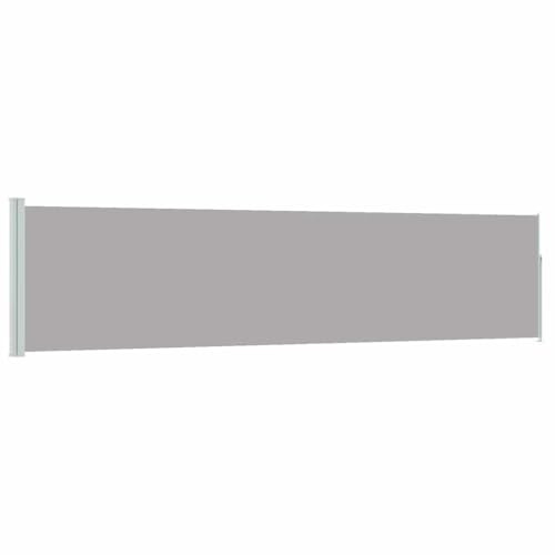 vidaXL Tenda da Sole Laterale Retrattile per Patio Privacy Automatica Schermo Parasole Frangivento 120x500 cm in Tessuto PU Grigio Telaio in Ferro