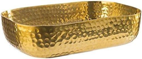 APS 40693 Schale, 23 x 15,5 cm, H: 6 cm, Aluminium, Gold-Look, gehämmerte Oberfäche
