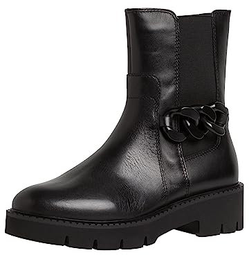 Tamaris COMFORT Damen Chelsea Boots aus Leder mit Reißverschluss Comfort Fit, Schwarz (Black Nappa), 39 EU