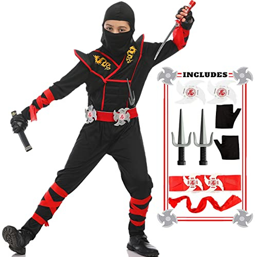 SATKULL Costume de ninja pour enfants – Costume musculaire pour garçons et filles, fêtes d'Halloween et de Noël (enfants P à 4/5T)