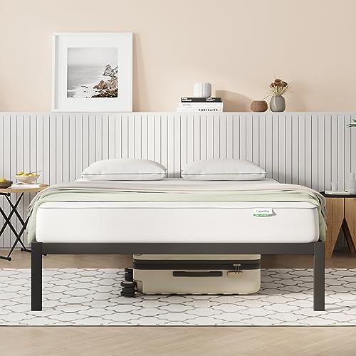 Novilla Rete Letto Matrimoniale 140x190 Struttura Letto a Doghe in Legno, Spazio di Archiviazione Sotto al Letto, Facile da Montare, Perfetto per Tutti Tipi di Letti e Materassi, Nero
