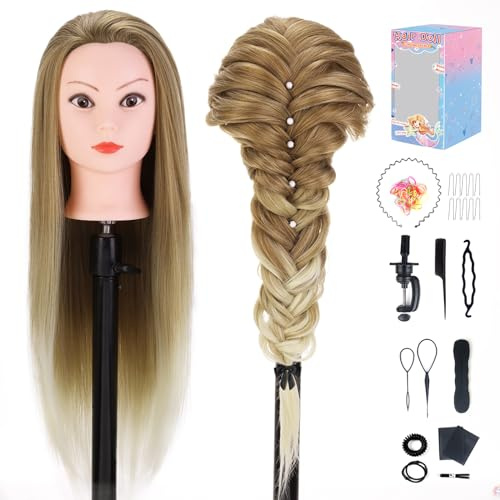 Testa Studio Manichini, TopDirect 75cm/29.5 Capelli Colorati Parrucchiere Cosmetologia Formazione Manichino Pratica Modello con Morsetto & DIY Accessori per Capelli