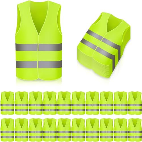 ColdShine 20 Stück Warnwesten Auto Warnweste Pannenweste Reflektorweste Waschbar Knitterfrei 360 Grad Sichtbarkeit Pannenhilfe Universalgröße Ideale Warnwesten für Autofahrer