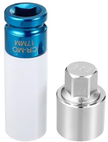 uxcell 1 juego de tuercas de bloqueo de rueda 313 antirrobo, llave de enchufe de extracción de tornillos para Mercedes Benz llave de bloqueo de rueda con enchufe de tuerca protectora