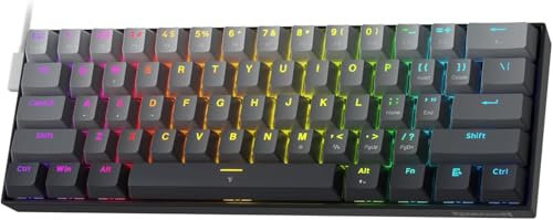 Redragon K617 Schneller Auslöser Gaming Tastatur, 60% Kabelgebundene mechanische Tastatur mit 61 Tasten, Spezieller Magnetschalter, Betätigungspunkt einstellbar, 8K-Hz-Abfragerate, Grau