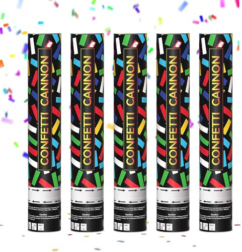 XEERUN 5PCS Confetti Cannons Large, 30cm Biodegradable Confetti Celebrate Proposal, Party Poppers Multi-Coloured Confetti Cannon, Paper Poppers for Christmas, Weddings, Birthday, Baby Shower,