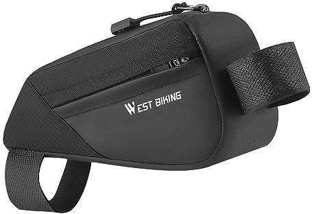 Kavolet Sacoche de vélo de 0,5 l, sacoche de cadre de vélo, sacoche de tube avant, sac de cadre de vélo, taille compacte, fermeture éclair lisse, sac triangulaire, accessoires de vélo de route