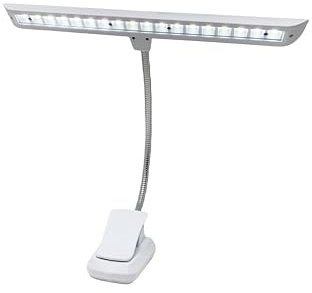 Infitronic IN18LEDNLRW - 18 LEDs Wiederaufladbare Notenpultleuchte/Notenpultlampe/Klavierlampe/Leselampe/Klemmleuchte Dimmbar 2 Farbmodi 2000mAh Kapazität in Weiß