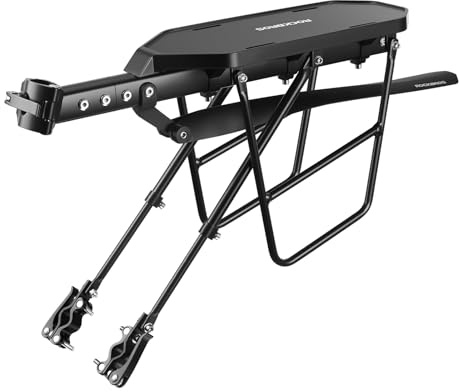 ROCKBROS Portaequipajes Bicicleta Trasero de Aluminio, Portabultos Bicicleta Liberación Rápida con Guardabarros, Soporte Trasero Ajustable para Bicicleta Montaña