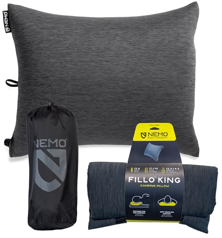 Nemo Equipment Fillo King Luxury Camping Pillow - Black Pearl/Birch Bud - One Size