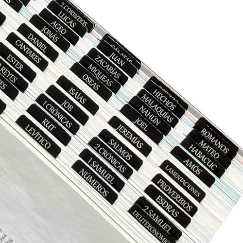TELAIN Registro biblico, adesivo grande stampa, facile da leggere e applicare, nero di lusso, per donne e uomini, linguette bibliche laminate