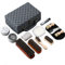 Kit de cirage de chaussures - Kit de cirage de chaussures de luxe - Noir neutre - Avec brosses à poils doux en crin de cheval - Chiffon de polissage - Étui de voyage de luxe de qualité supérieure -