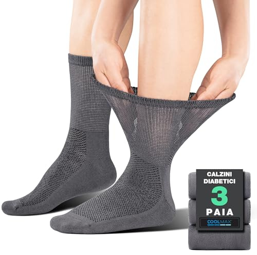 BRISIRA CoolMax Calcetines Diabéticos Hombre Mujer 3 Pares, Medias sin Costuras sin Goma, Amortiguado Antiampollas Antisudor Antipresion, Media Caña Calcetines sin Elástico