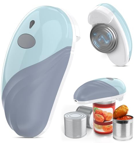 Apriscatole elettrico, ricaricabile e cavo USB automatico con funzionamento one-touch, sicuro per tutte le dimensioni di lattine, gadget da cucina apriscatole per anziani, artrite e mamma (blu)