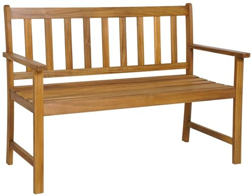 FANTASK Banco de jardín de Madera, Resistente a la Intemperie, 2 plazas, Madera de Acacia, soporta hasta 360 kg, Color Natural
