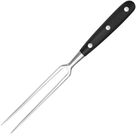 luvtree Fourchette à découper robuste en acier inoxydable avec poignée en bois noir – Idéale pour la dinde, le bœuf, le jambon, les barbecues, les grillades et le rôtissage
