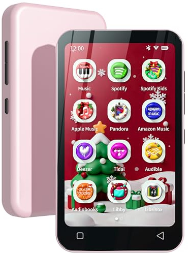 80GB Kids MP3 Player with Bluetooth and WiFi, Parental Controls, Pre-Installed Spotify, Audible, TIMMKOO 4 MP4 Player (Pink)