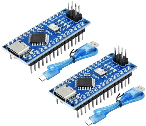 Nano Board per Arduino Nano RUIZHI Nano-V3 5V 16MHz Scheda di Sviluppo con 328P Chip Scheda Madre Type-C Interfaccia e USB Cavo Saldata Compatibilità con Arduino Nano(2 Pezzi)