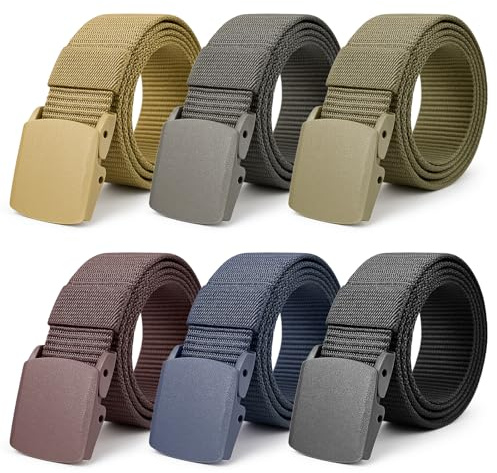 kaiyaya Cinturon Tactico Hombre,6 PCS Stufenlos Verstellbare Stoffgürtel con Hebilla de Plástico,Cinturon de Trabajo para Hombre,Agentes de Seguridad Actividades al Aire Libre