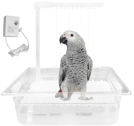 Generico Parrot Parrot - Baignoire en ABS de 12,8 x 10,39 x 11,81 pouces, d'eau courante électrique USB, baignoire pour toilettage automatique | Piccioncini perruches Cockatiel Equipement