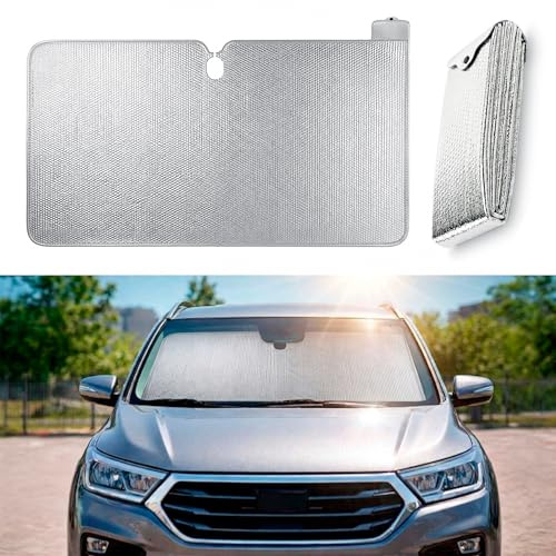 RydRoad Parasol Coche Delantero Plegable Universal, 140 x 80 cm, Protector Solar Parabrisas, Protección UV