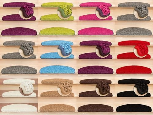 Kettelservice-Metzker Stufenmatten Shaggy New Halbrund 65x24x4cm Kaffeebraun 15 Stück