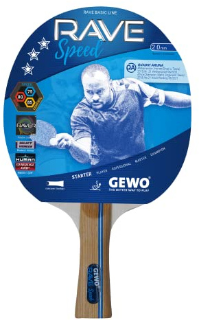 GEWO Raquette de Tennis de Table Speed concave avec Les Nouveaux revêtements de 2,0 mm d'épaisseur, Marron, Taille Unique