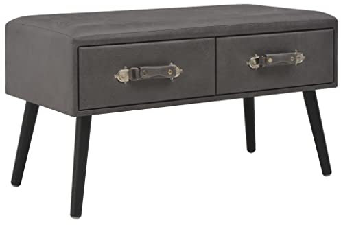 vidaXL Bank mit Schubladen Sitzbank Flurbank Truhenbank Polsterbank Sitzhocker Sitztruhe Aufbewahrungsbox Couchtisch Nachttisch 80cm Grau Kunstleder