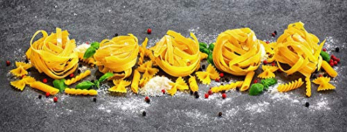 Glasbild 80x30cm Wandbild Glas Pasta Nudeln Küche Deko Wanddeko Italien Küchendeko Küchenbild
