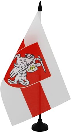 AZ FLAG Bordsflagga Vitryssland gammal vit-röd-vit med Pahonia 21x14 cm