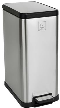 SVITA STM15 Mülleimer Treteimer Tretmülleimer Abfalleimer 15l inkl. Inneneimer Softclose-Deckel Fußpedal freistehend rechteckig Silber