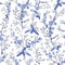 VEELIKE Tapete Blau Blumen Botanische Tapete Blätter Blau Weiß Blumentapete Vintage Möbelfolie Muster Tapeten Wohnzimmer Muster Fototapete Schlafzimmer Wand Dekoration Badezimmer Flur 44.5cm×300cm