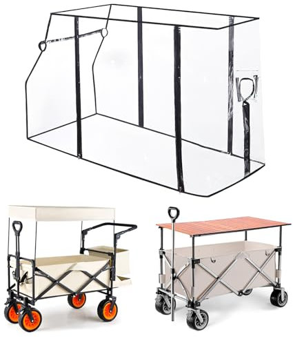 EVA Folding Wagon Rain Cover, Clear Camping Trolley Cart Collapsible Garden Wagon Rain Cover